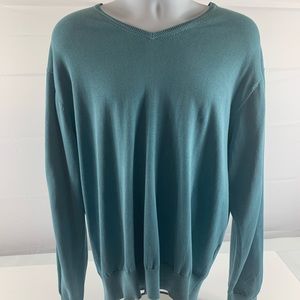 PETER MILLAR VNECK Blue Long Sleeve Sweater